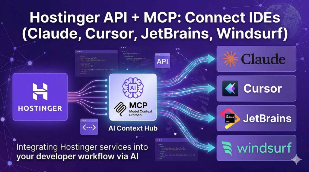 Hostinger API + MCP Connect IDEs (Claude, Cursor, JetBrains, Windsurf)