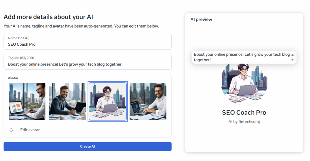 how to create AI character on Meta AI Studio