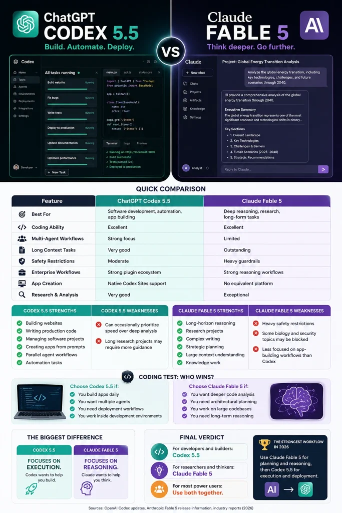 ChatGPT Codex 5.5 vs. Claude Anthropic Fable 5
