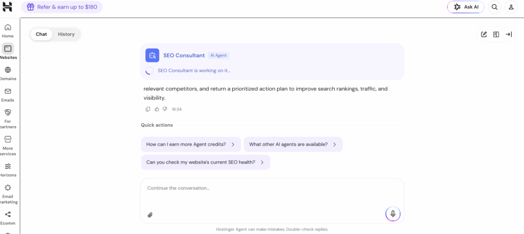Hostinger SEO Consultant AI Agent